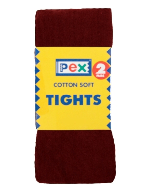 Super Soft Cotton Rich Tights 2 pack - Maroon